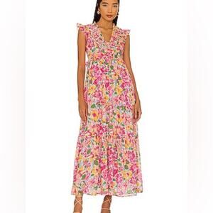 Banjanan Floral Maxi Dress in Pink and Yellow